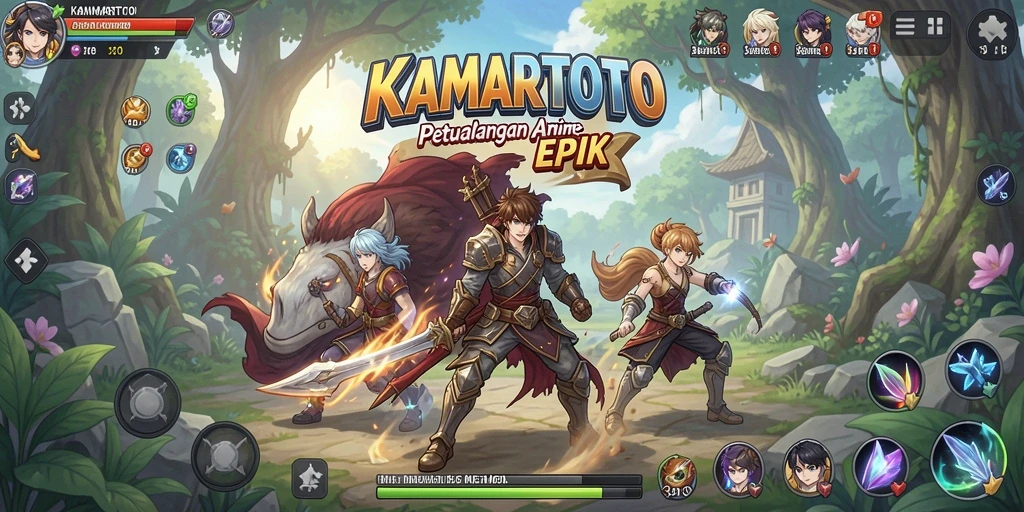 Screenshot KAMARTOTO menampilkan karakter anime dalam aksi penuh warna.