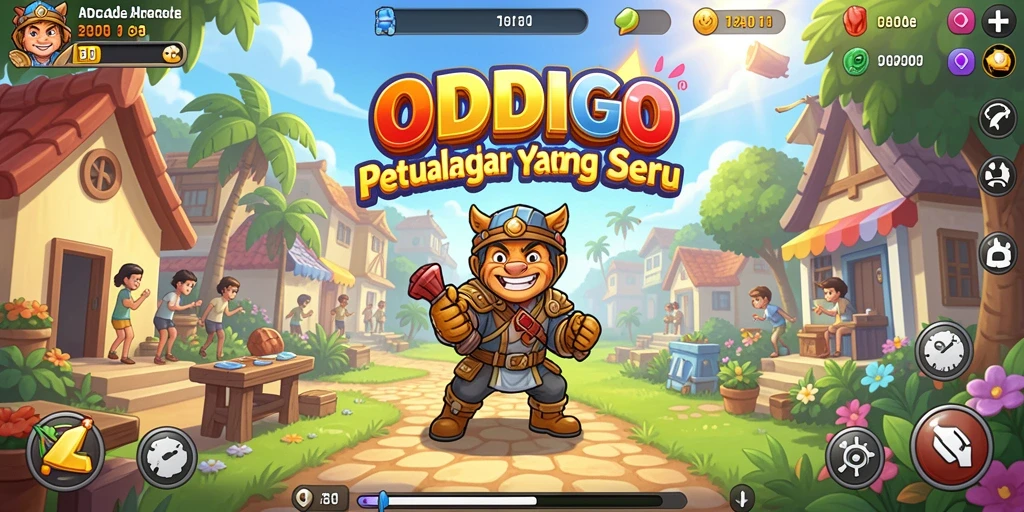 Screenshot utama ODDIGO menampilkan gameplay seru dan penuh warna.